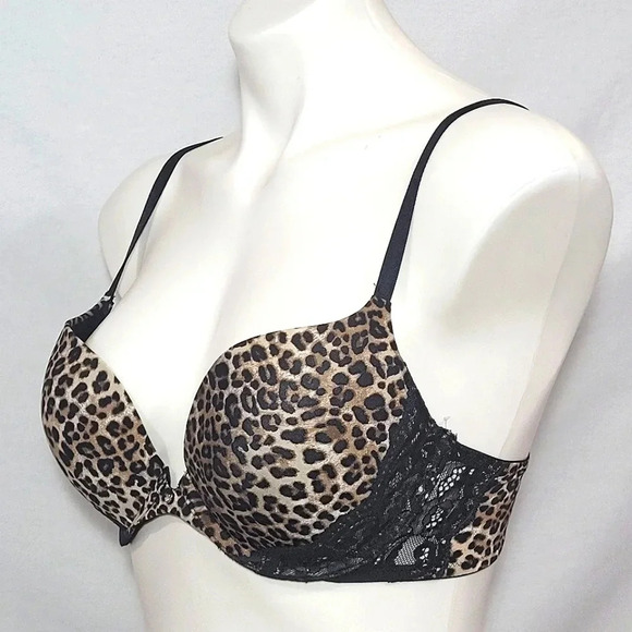 32B Gilligan & O'Malley Favorite Plunge Push Up UW Bra Cheetah Animal Print NWT - Picture 2 of 5